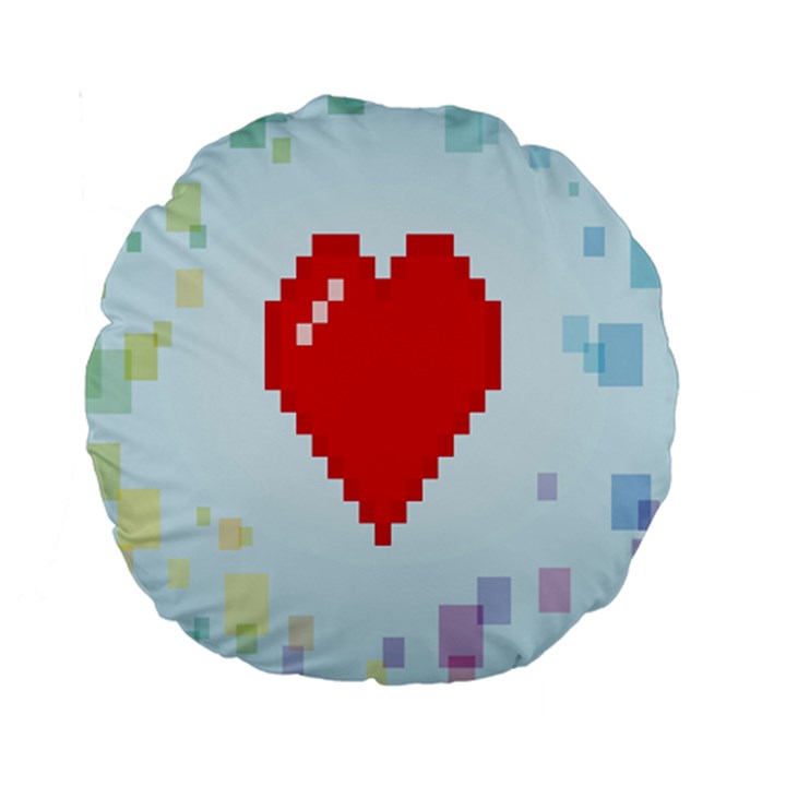 Red Heart Love Plaid Red Blue Standard 15  Premium Round Cushions