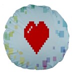 Red Heart Love Plaid Red Blue Large 18  Premium Round Cushions Front