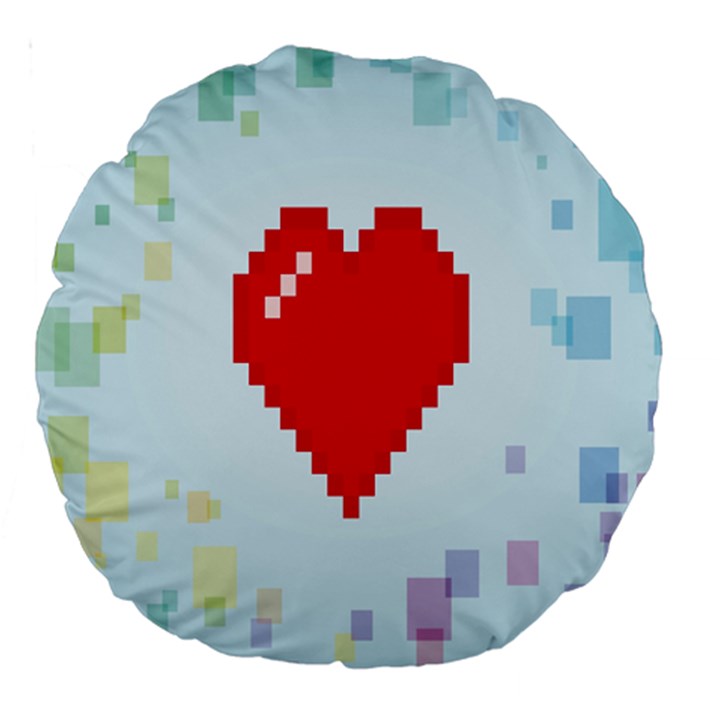 Red Heart Love Plaid Red Blue Large 18  Premium Round Cushions