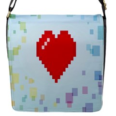 Red Heart Love Plaid Red Blue Flap Messenger Bag (s) by Mariart