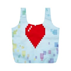 Red Heart Love Plaid Red Blue Full Print Recycle Bags (m) 