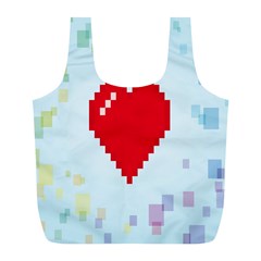 Red Heart Love Plaid Red Blue Full Print Recycle Bags (l)  by Mariart