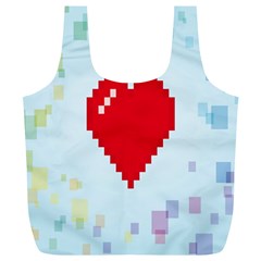 Red Heart Love Plaid Red Blue Full Print Recycle Bags (l)  by Mariart