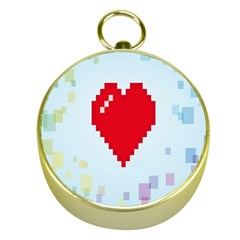 Red Heart Love Plaid Red Blue Gold Compasses