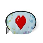 Red Heart Love Plaid Red Blue Accessory Pouches (Small)  Back