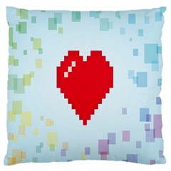 Red Heart Love Plaid Red Blue Large Flano Cushion Case (one Side) by Mariart