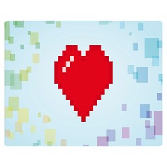 Red Heart Love Plaid Red Blue Double Sided Flano Blanket (medium) 