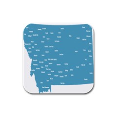 Peta Anggota City Blue Eropa Rubber Square Coaster (4 Pack) 