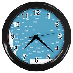 Peta Anggota City Blue Eropa Wall Clocks (black) by Mariart