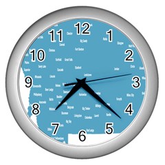 Peta Anggota City Blue Eropa Wall Clocks (silver) 