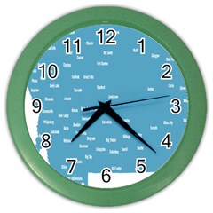 Peta Anggota City Blue Eropa Color Wall Clocks by Mariart