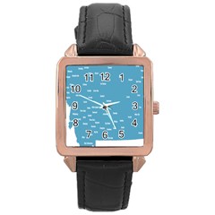 Peta Anggota City Blue Eropa Rose Gold Leather Watch  by Mariart