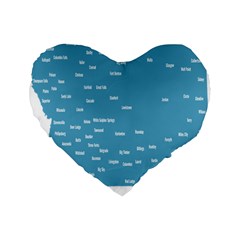 Peta Anggota City Blue Eropa Standard 16  Premium Flano Heart Shape Cushions