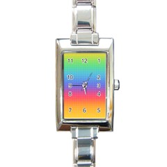 Plaid Rainbow Retina Green Purple Red Yellow Rectangle Italian Charm Watch by Mariart