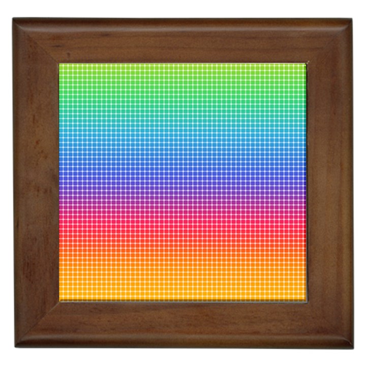 Plaid Rainbow Retina Green Purple Red Yellow Framed Tiles