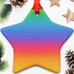 Plaid Rainbow Retina Green Purple Red Yellow Ornament (star) by Mariart