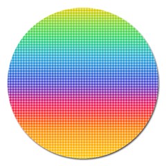 Plaid Rainbow Retina Green Purple Red Yellow Magnet 5  (round) by Mariart