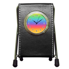 Plaid Rainbow Retina Green Purple Red Yellow Pen Holder Desk Clocks by Mariart