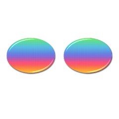 Plaid Rainbow Retina Green Purple Red Yellow Cufflinks (oval)