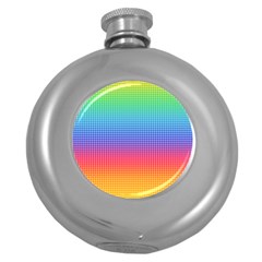 Plaid Rainbow Retina Green Purple Red Yellow Round Hip Flask (5 Oz) by Mariart