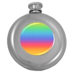 Plaid Rainbow Retina Green Purple Red Yellow Round Hip Flask (5 oz) Front