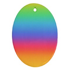 Plaid Rainbow Retina Green Purple Red Yellow Oval Ornament (two Sides) by Mariart