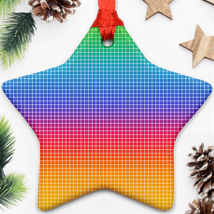 Plaid Rainbow Retina Green Purple Red Yellow Star Ornament (Two Sides)