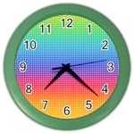 Plaid Rainbow Retina Green Purple Red Yellow Color Wall Clocks Front