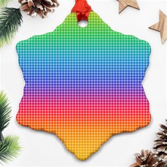 Plaid Rainbow Retina Green Purple Red Yellow Snowflake Ornament (two Sides) by Mariart