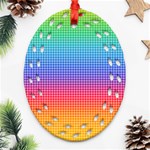 Plaid Rainbow Retina Green Purple Red Yellow Oval Filigree Ornament (Two Sides) Front