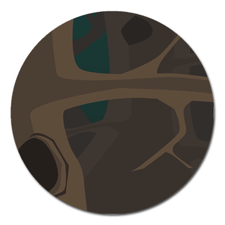 Tree Jungle Brown Green Magnet 5  (Round)