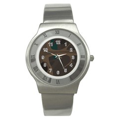 Tree Jungle Brown Green Stainless Steel Watch by Mariart