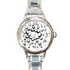 Splash Bubble Black White Polka Circle Round Italian Charm Watch