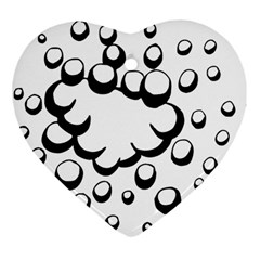 Splash Bubble Black White Polka Circle Ornament (heart) by Mariart