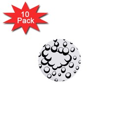 Splash Bubble Black White Polka Circle 1  Mini Buttons (10 Pack)  by Mariart