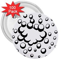 Splash Bubble Black White Polka Circle 3  Buttons (100 Pack) 