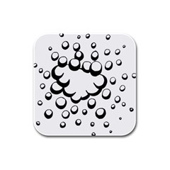 Splash Bubble Black White Polka Circle Rubber Square Coaster (4 Pack)  by Mariart