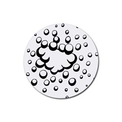 Splash Bubble Black White Polka Circle Rubber Coaster (round)  by Mariart