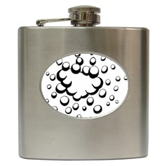 Splash Bubble Black White Polka Circle Hip Flask (6 Oz) by Mariart