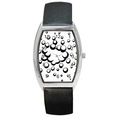 Splash Bubble Black White Polka Circle Barrel Style Metal Watch by Mariart