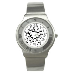 Splash Bubble Black White Polka Circle Stainless Steel Watch by Mariart