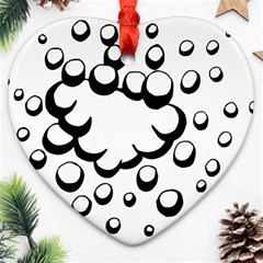 Splash Bubble Black White Polka Circle Heart Ornament (two Sides)