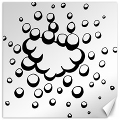 Splash Bubble Black White Polka Circle Canvas 16  X 16   by Mariart