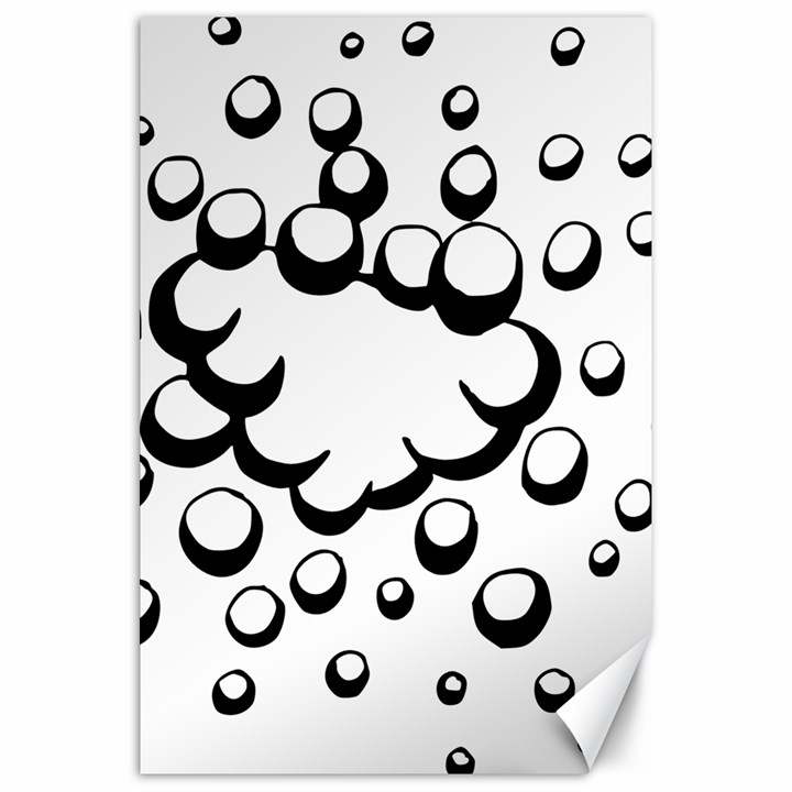 Splash Bubble Black White Polka Circle Canvas 20  x 30  