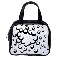 Splash Bubble Black White Polka Circle Classic Handbags (one Side)