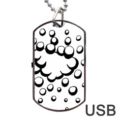 Splash Bubble Black White Polka Circle Dog Tag Usb Flash (one Side)