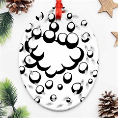 Splash Bubble Black White Polka Circle Ornament (oval Filigree) by Mariart