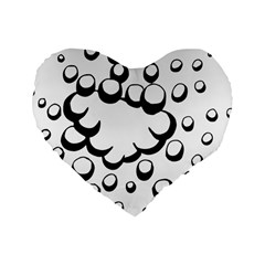 Splash Bubble Black White Polka Circle Standard 16  Premium Heart Shape Cushions by Mariart