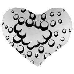 Splash Bubble Black White Polka Circle Large 19  Premium Heart Shape Cushions by Mariart