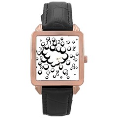 Splash Bubble Black White Polka Circle Rose Gold Leather Watch  by Mariart